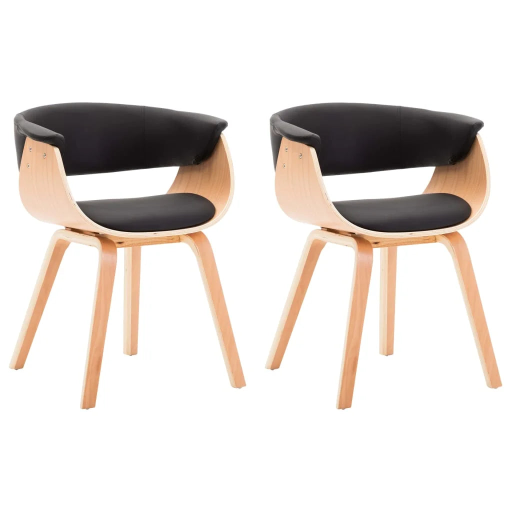 Sedie da Pranzo 2 pz Nere in Legno Curvato e Similpelle