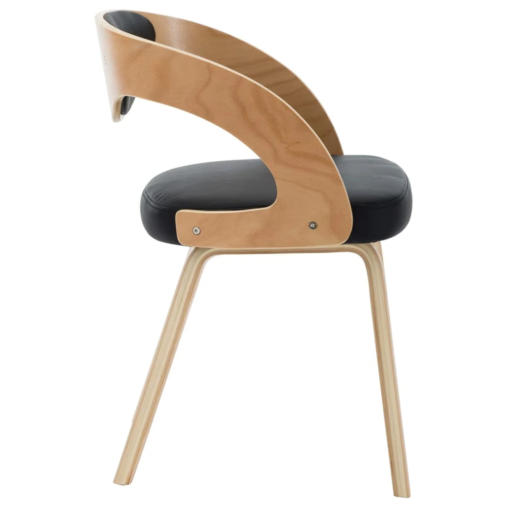 Sedie da Pranzo 2 pz Nere in Legno Curvato e Similpelle