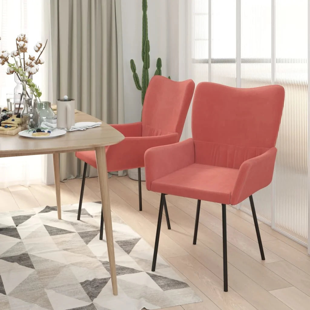 Sedie da Pranzo 2 pz Rosa in Velluto - Sedie per cucina