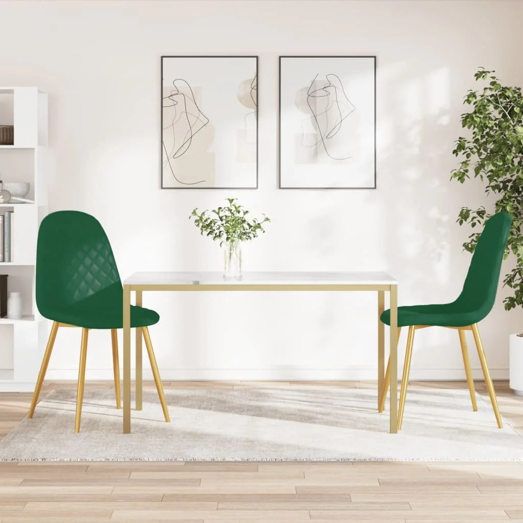Sedie da Pranzo 2 pz Verde Scuro in Velluto - Sedie