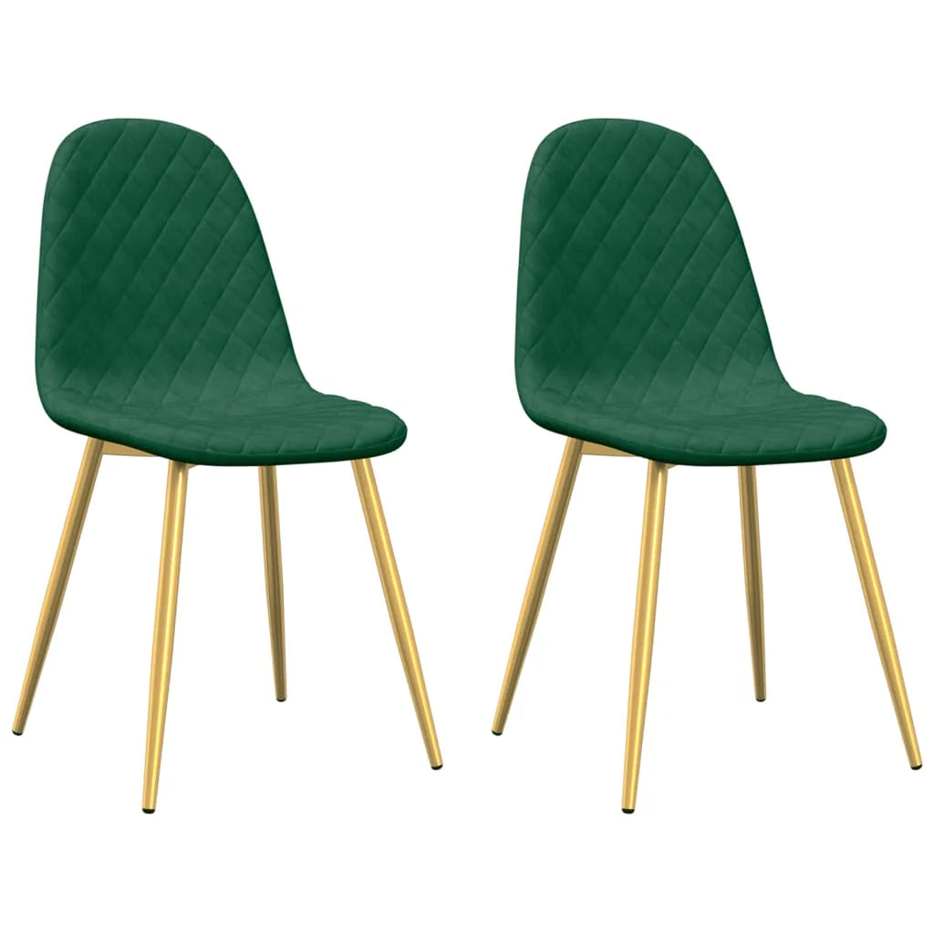 Sedie da Pranzo 2 pz Verde Scuro in Velluto - Sedie
