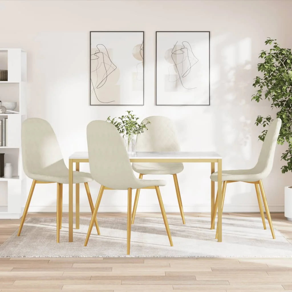 Sedie da Pranzo 4 pz Bianco Crema in Velluto - Sedie