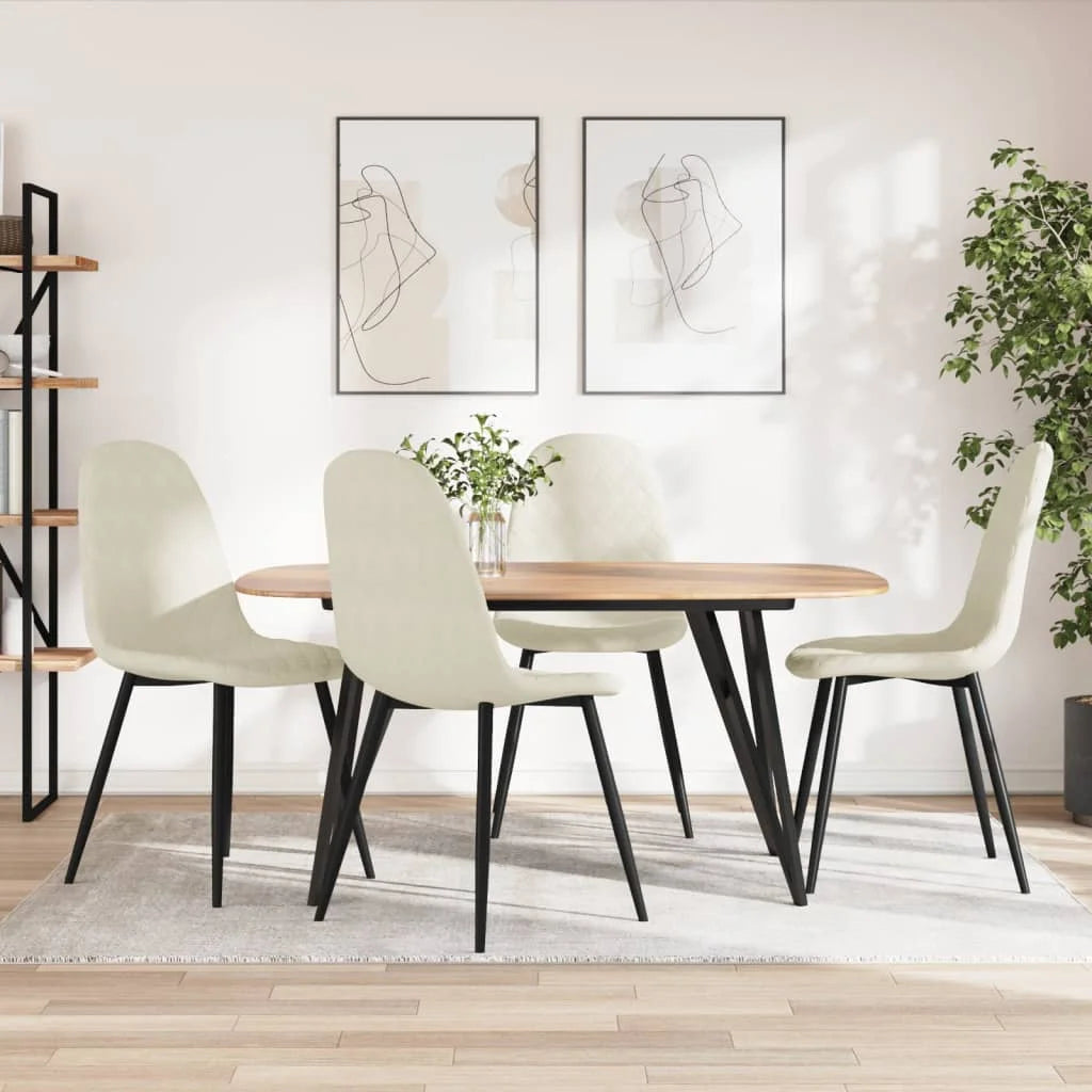 Sedie da Pranzo 4 pz Bianco Crema in Velluto - Sedie