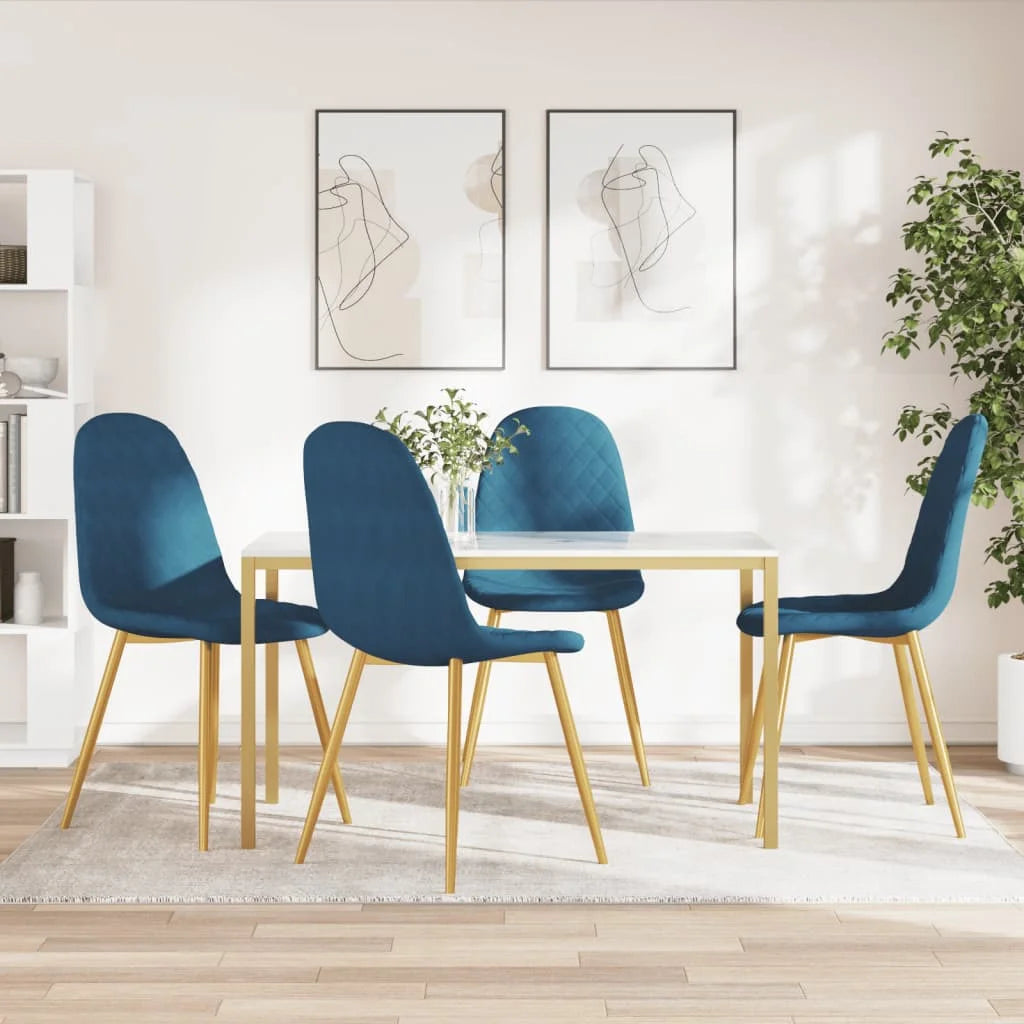 Sedie da Pranzo 4 pz Blu in Velluto - Sedie per cucina