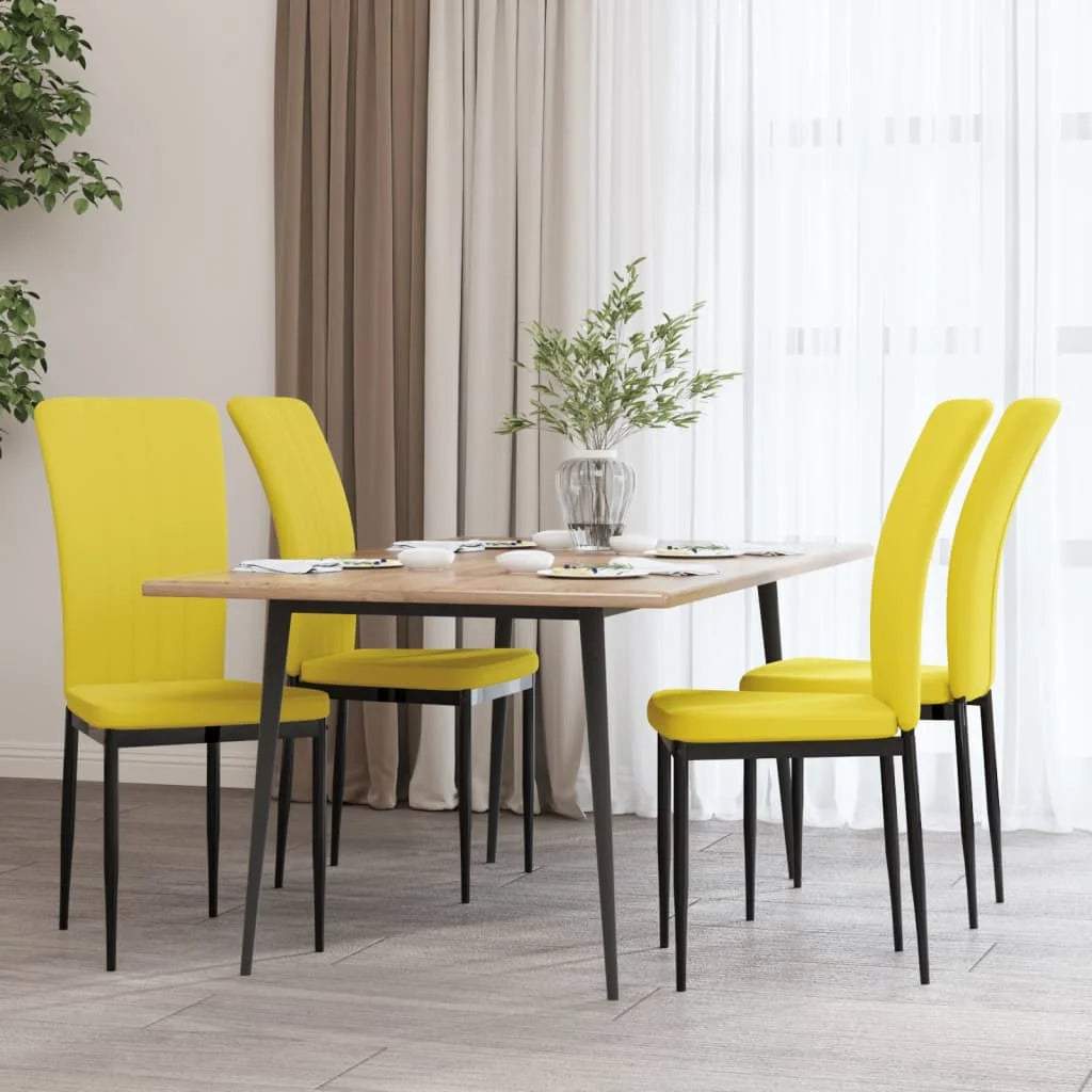 Sedie da Pranzo 4 pz Giallo Senape in Velluto - Sedie