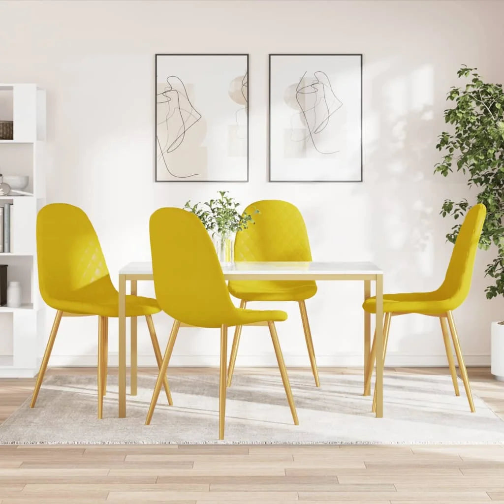 Sedie da Pranzo 4 pz Giallo Senape in Velluto - Sedie