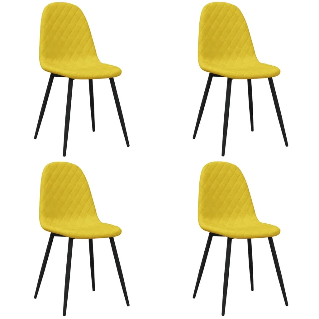 Sedie da Pranzo 4 pz Giallo Senape in Velluto - Sedie