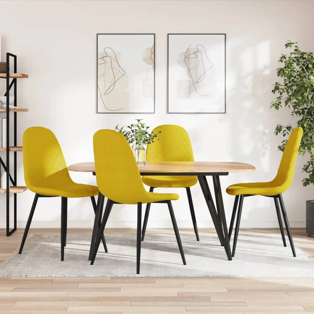 Sedie da Pranzo 4 pz Giallo Senape in Velluto - Sedie
