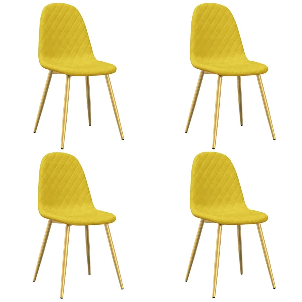Sedie da Pranzo 4 pz Giallo Senape in Velluto - Sedie