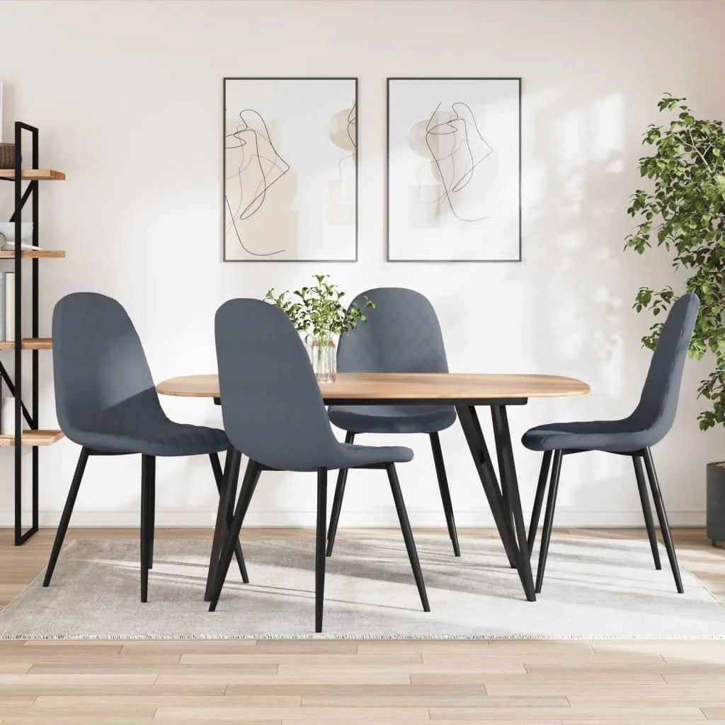 Sedie da Pranzo 4 pz Grigio Scuro in Velluto - Sedie