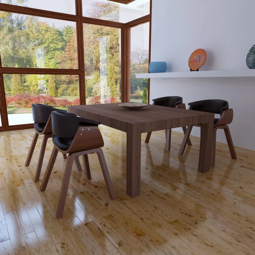 Sedie da Pranzo 4 pz in Legno Curvato e Similpelle - Sedie