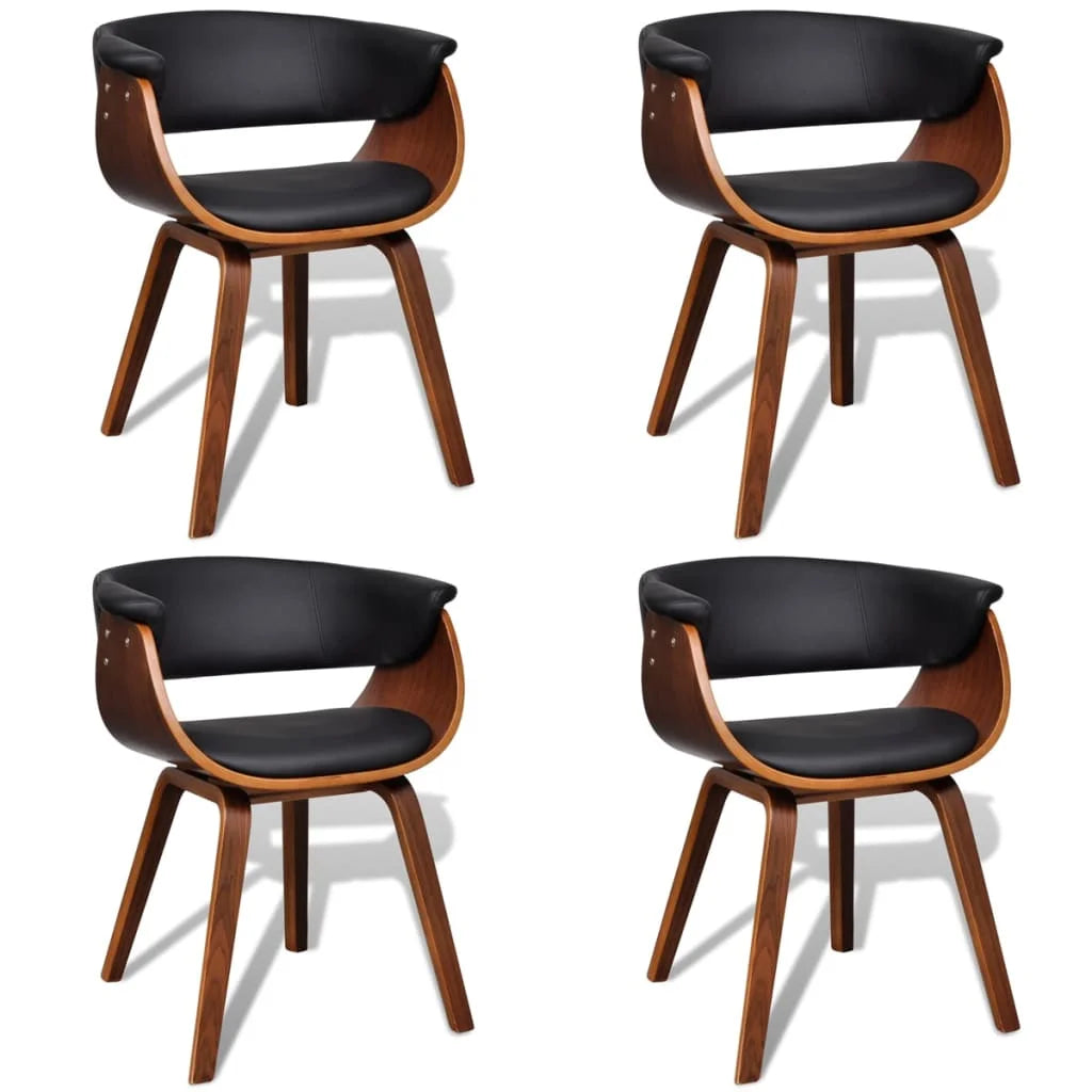 Sedie da Pranzo 4 pz in Legno Curvato e Similpelle - Sedie