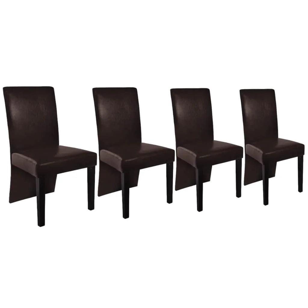 Sedie da Pranzo 4 pz Marrone Scuro in Similpelle - Sedie