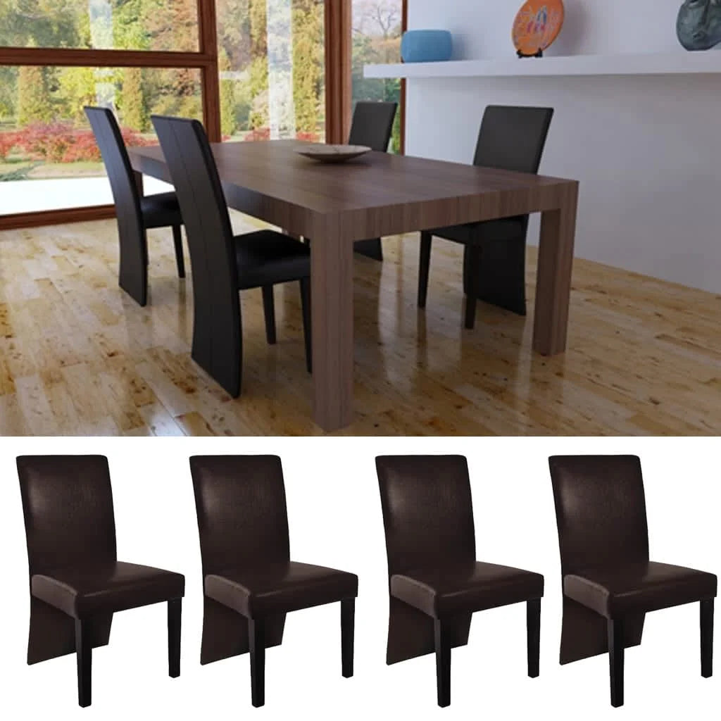 Sedie da Pranzo 4 pz Marrone Scuro in Similpelle - Sedie
