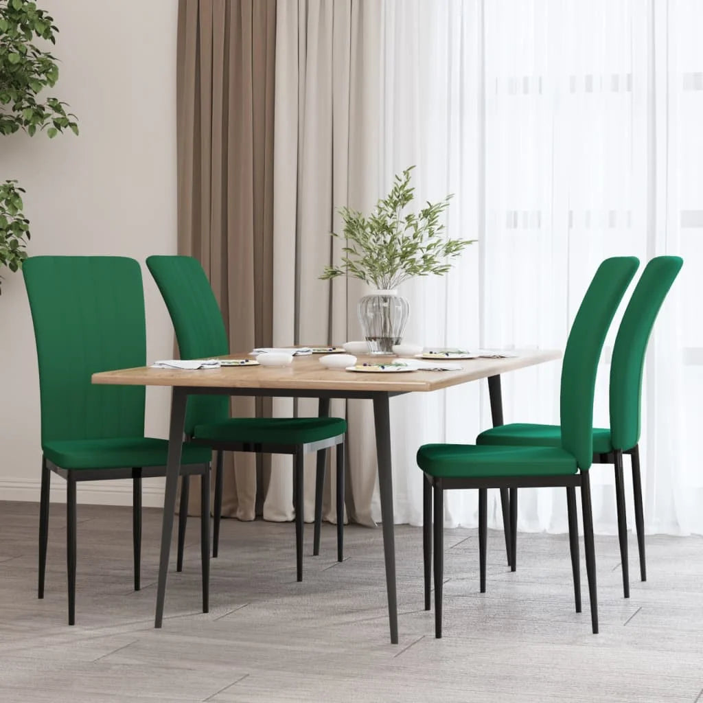Sedie da Pranzo 4 pz Verde Scuro in Velluto - Sedie