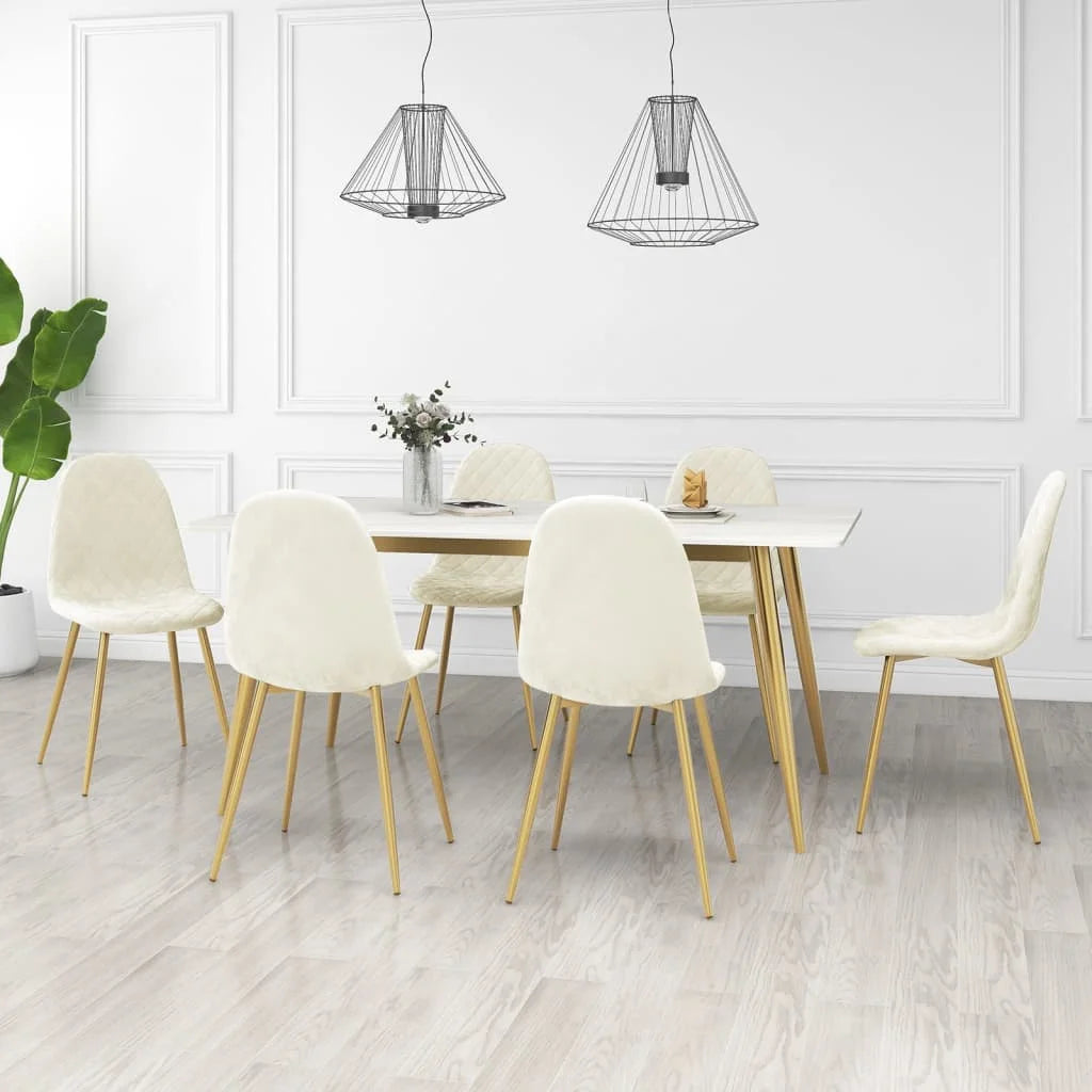 Sedie da Pranzo 6 pz Bianco Crema in Velluto - Sedie