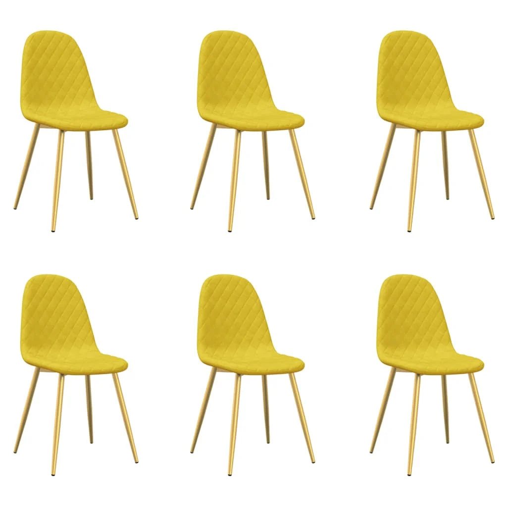 Sedie da Pranzo 6 pz Giallo Senape in Velluto - Sedie