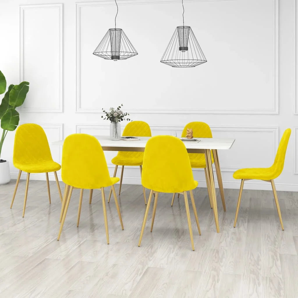 Sedie da Pranzo 6 pz Giallo Senape in Velluto - Sedie