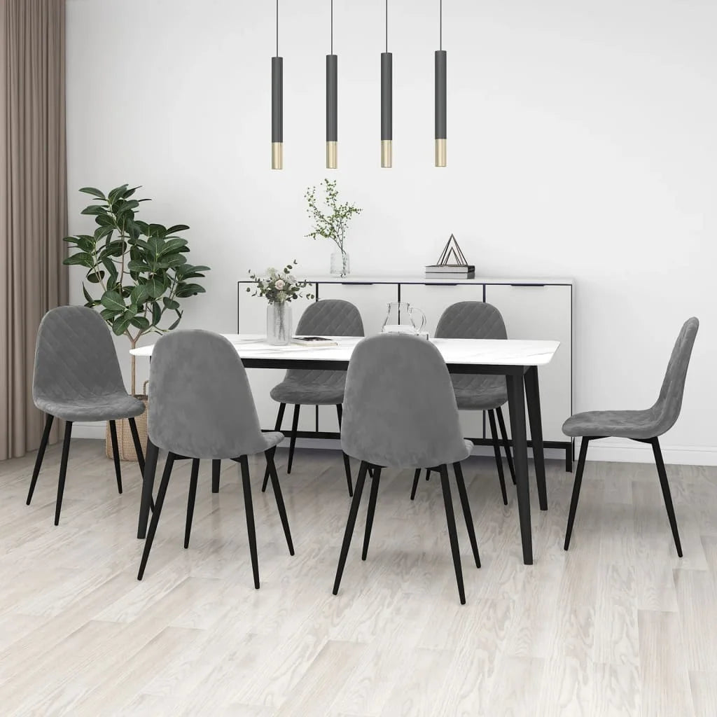 Sedie da Pranzo 6 pz Grigio Chiaro in Velluto - Sedie