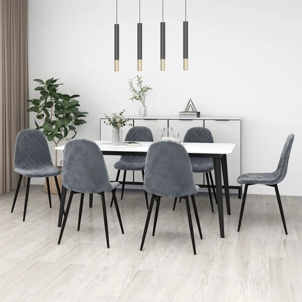 Sedie da Pranzo 6 pz Grigio Scuro in Velluto - Sedie