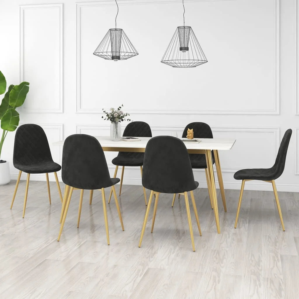 Sedie da Pranzo 6 pz Nere in Velluto - Sedie per cucina