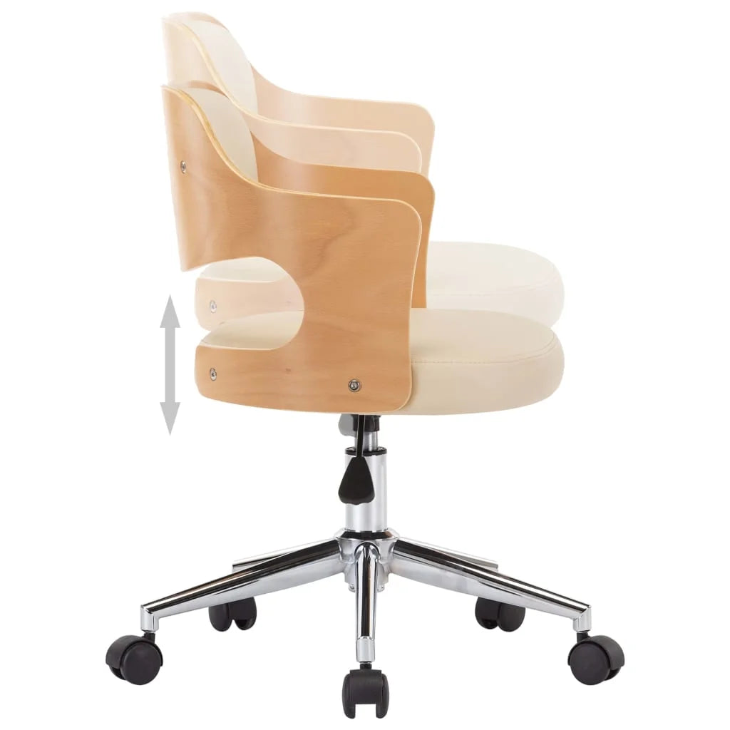 Sedie da Pranzo Girevoli 2 pz Crema in Legno Curvo