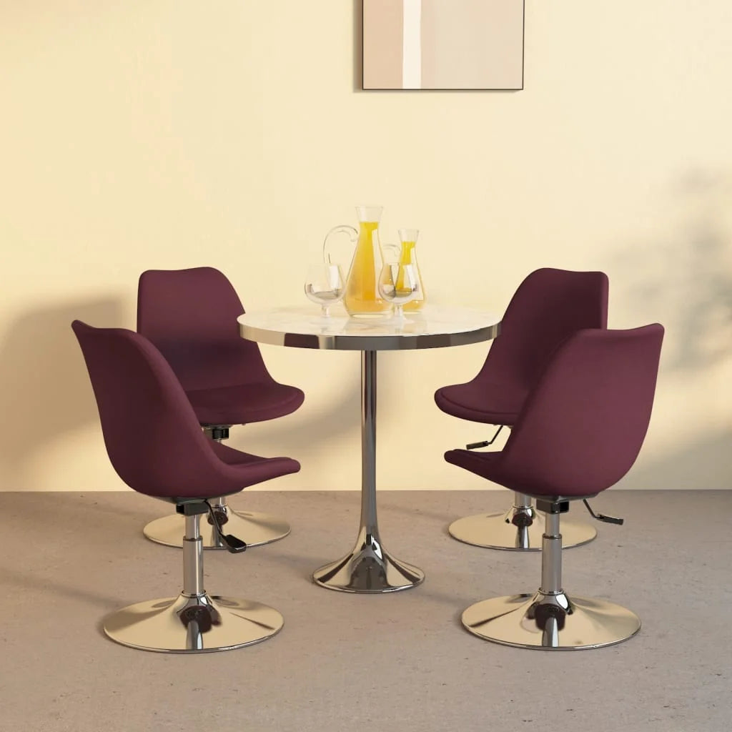 Sedie da Pranzo Girevoli 4 pz Viola in Tessuto - Sedie
