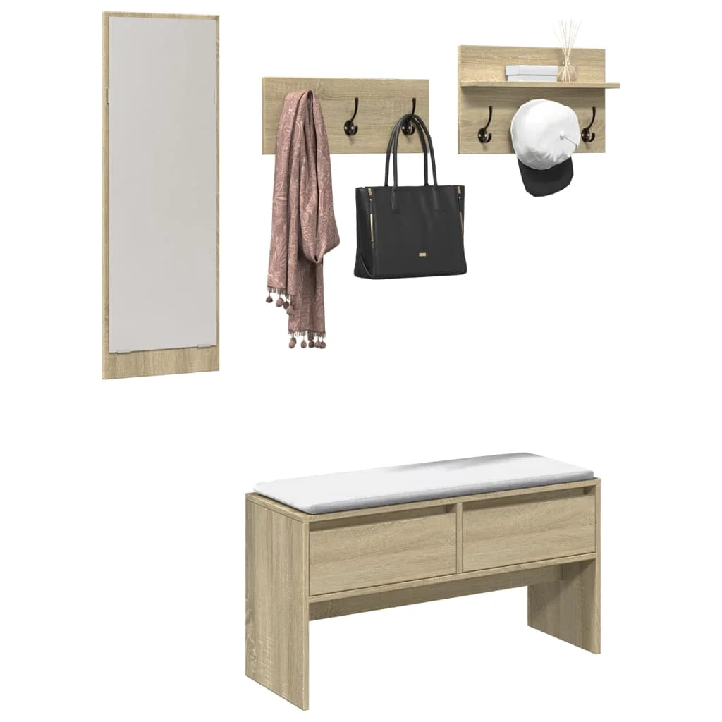 Set Mobili da Ingresso 4 pz Rovere Sonoma in Legno