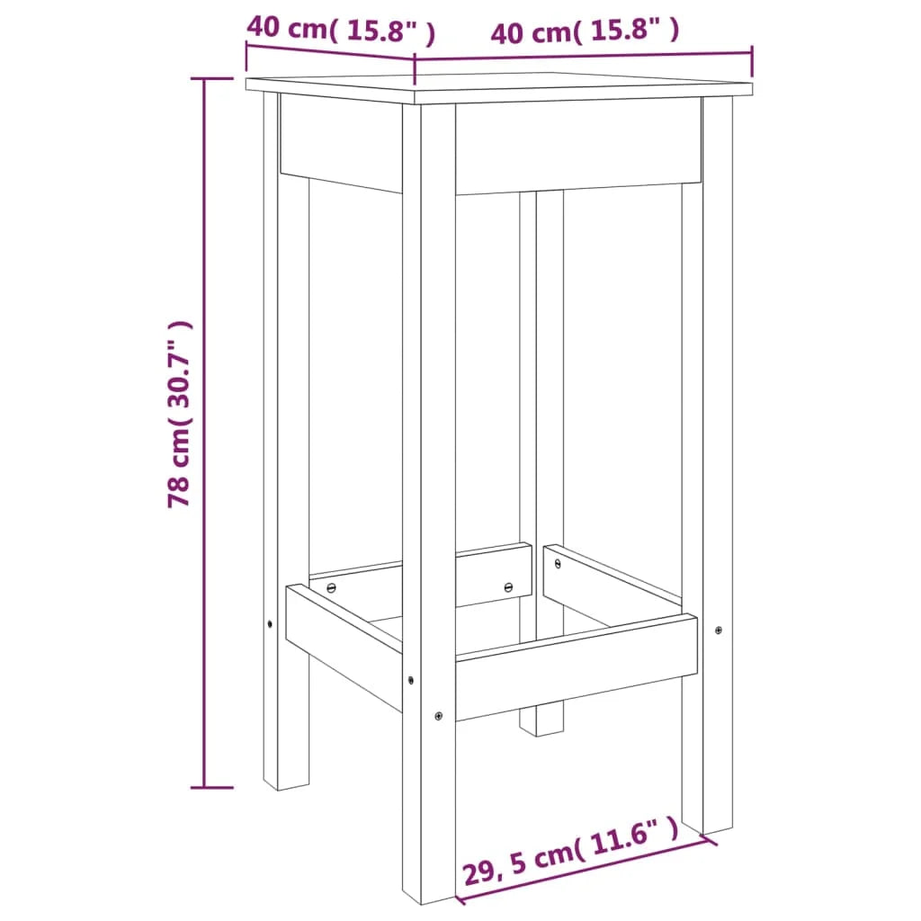 Sgabelli da Bar 2 pz Bianchi 40x40x78 cm Legno Massello