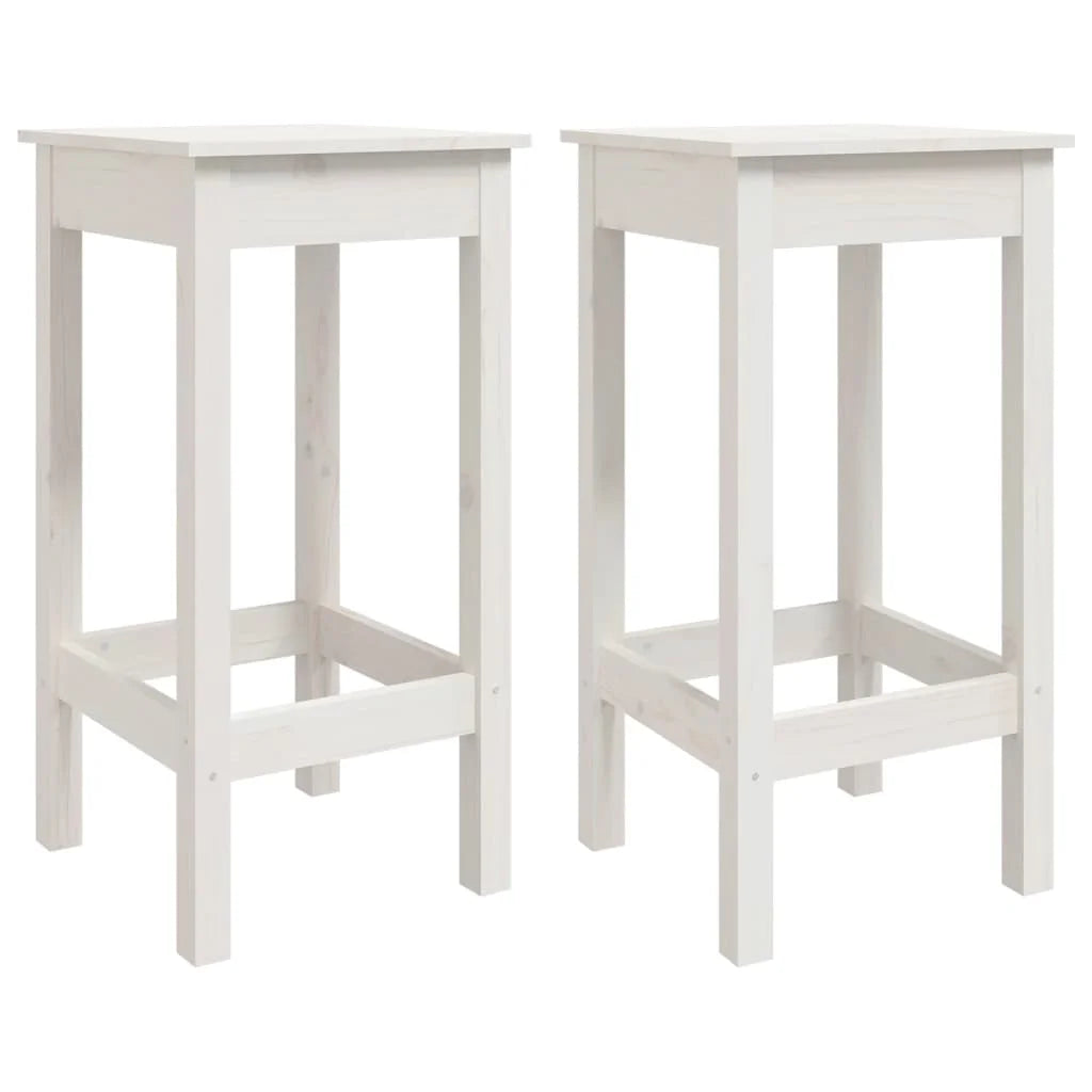 Sgabelli da Bar 2 pz Bianchi 40x40x78 cm Legno Massello