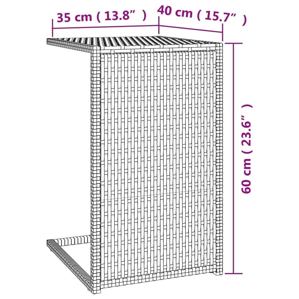 Tavolino a C Marrone 40x35x60 cm in Polyrattan - Tavolini