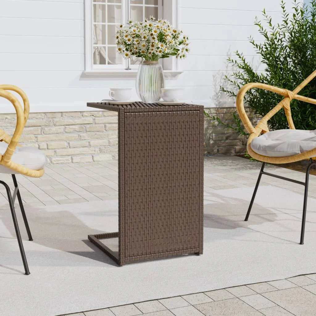 Tavolino a C Marrone 40x35x60 cm in Polyrattan - Tavolini