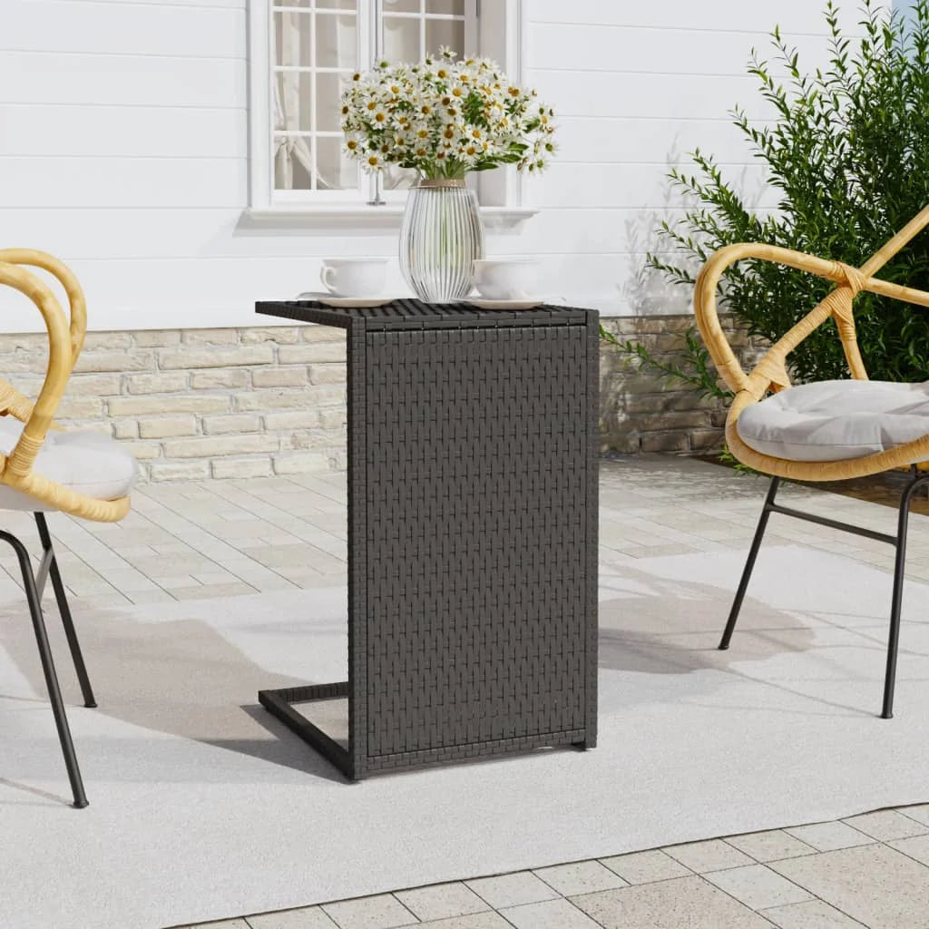 Tavolino a C Nero 40x35x60 cm in Polyrattan - Tavolini