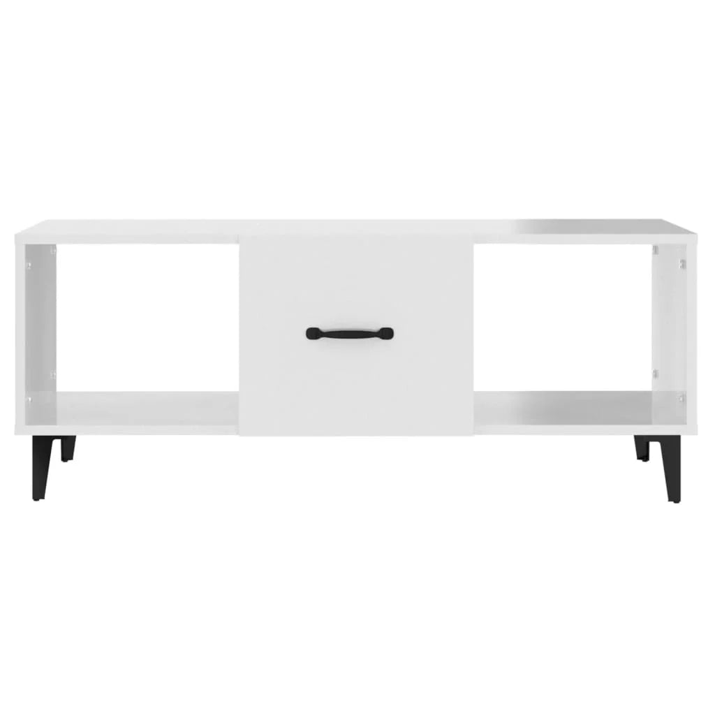 Tavolino da Salotto Bianco Lucido 102x50x40cm Legno