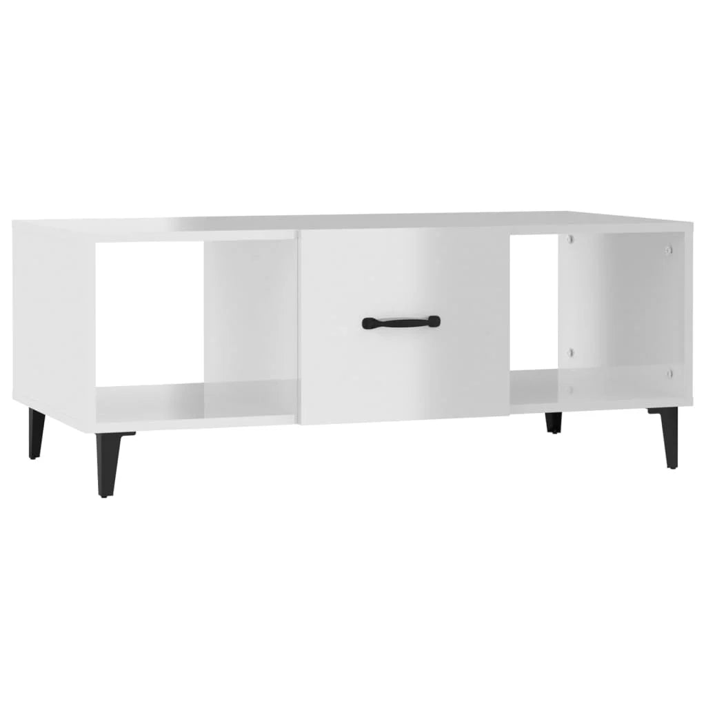 Tavolino da Salotto Bianco Lucido 102x50x40cm Legno