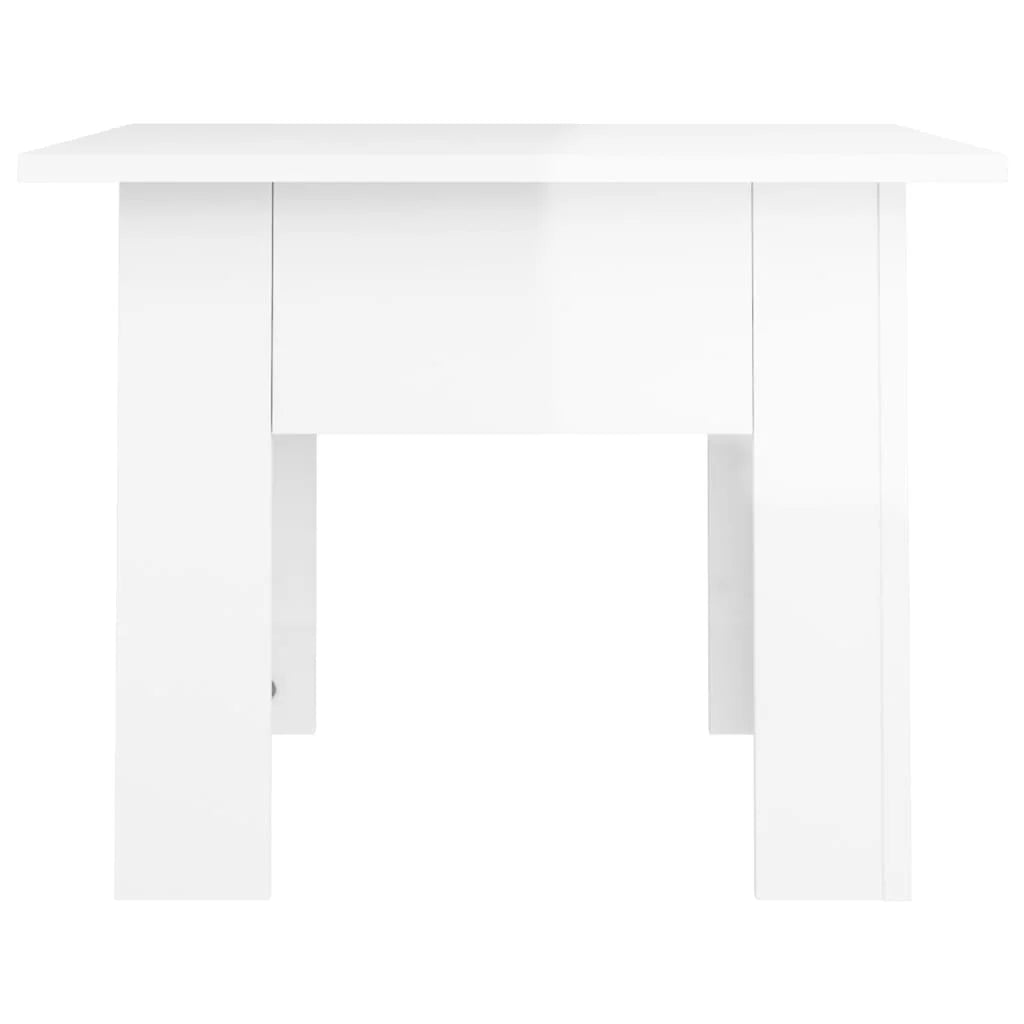 Tavolino da Salotto Bianco Lucido 55x55x42 cm Legno