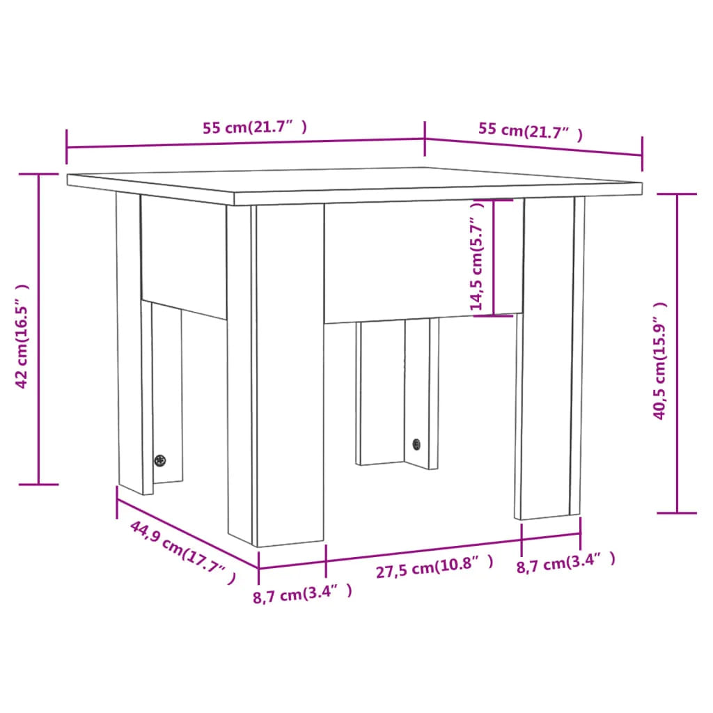 Tavolino da Salotto Bianco Lucido 55x55x42 cm Legno