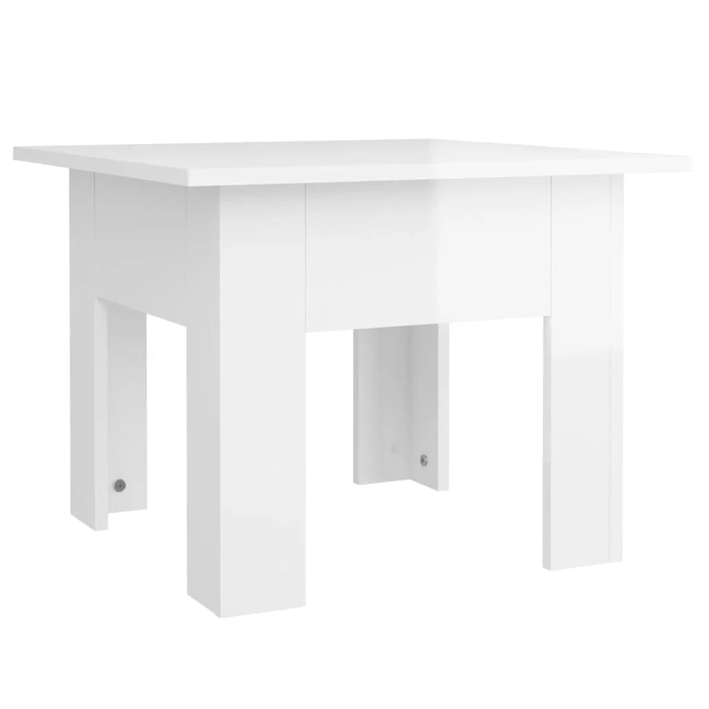 Tavolino da Salotto Bianco Lucido 55x55x42 cm Legno