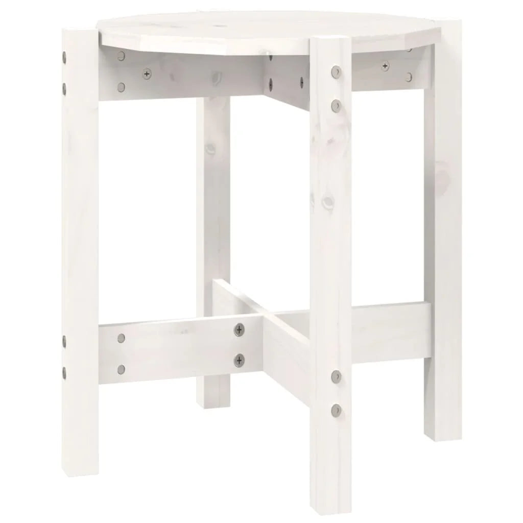 Tavolino da Salotto Bianco Ø 42,5x45 cm Legno Massello