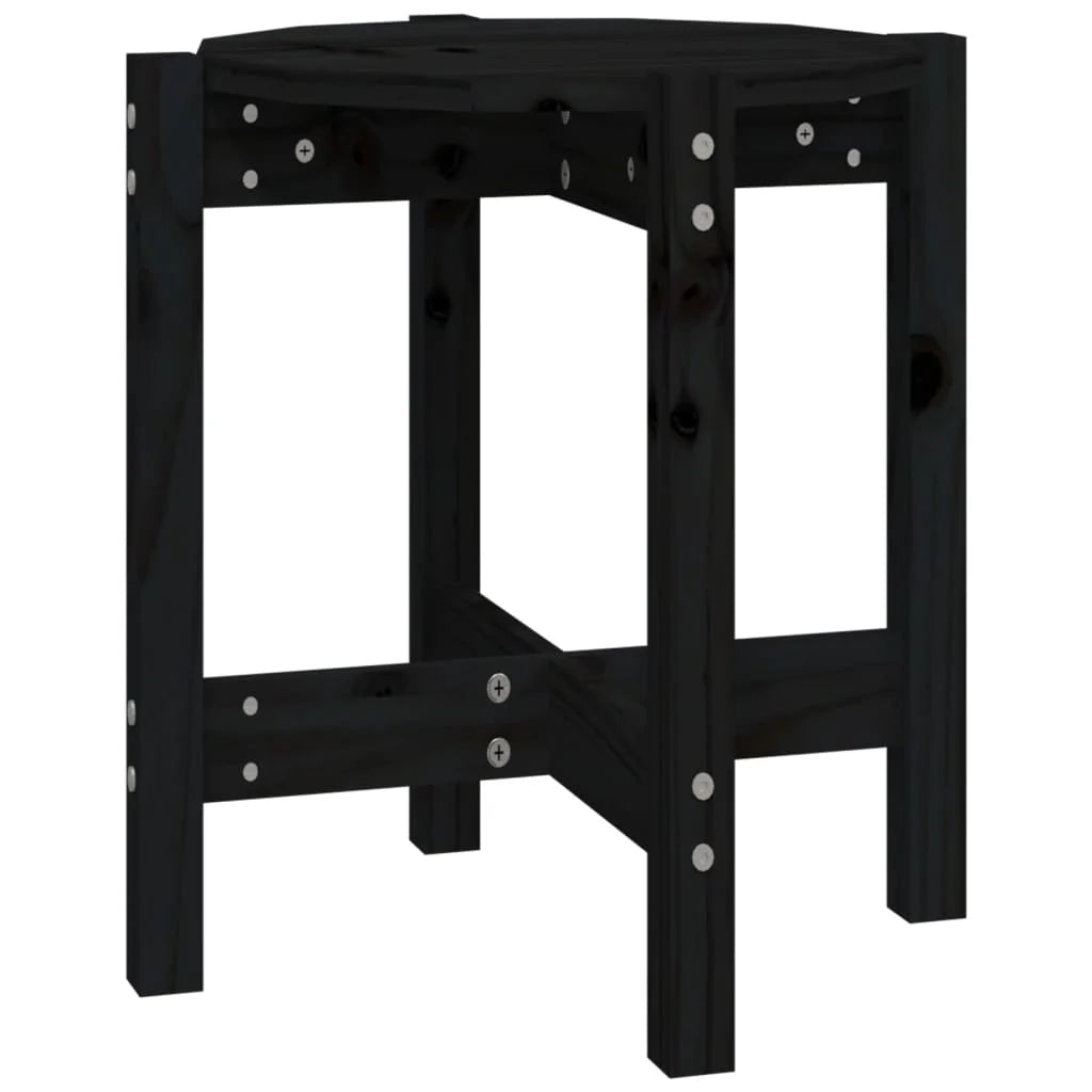 Tavolino da Salotto Nero Ø 42,5x45 cm in Legno Massello