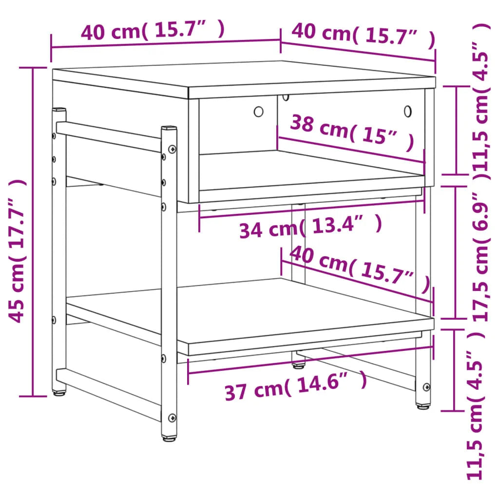 Tavolino da Salotto Rovere Marrone 40x40x45cm Legno