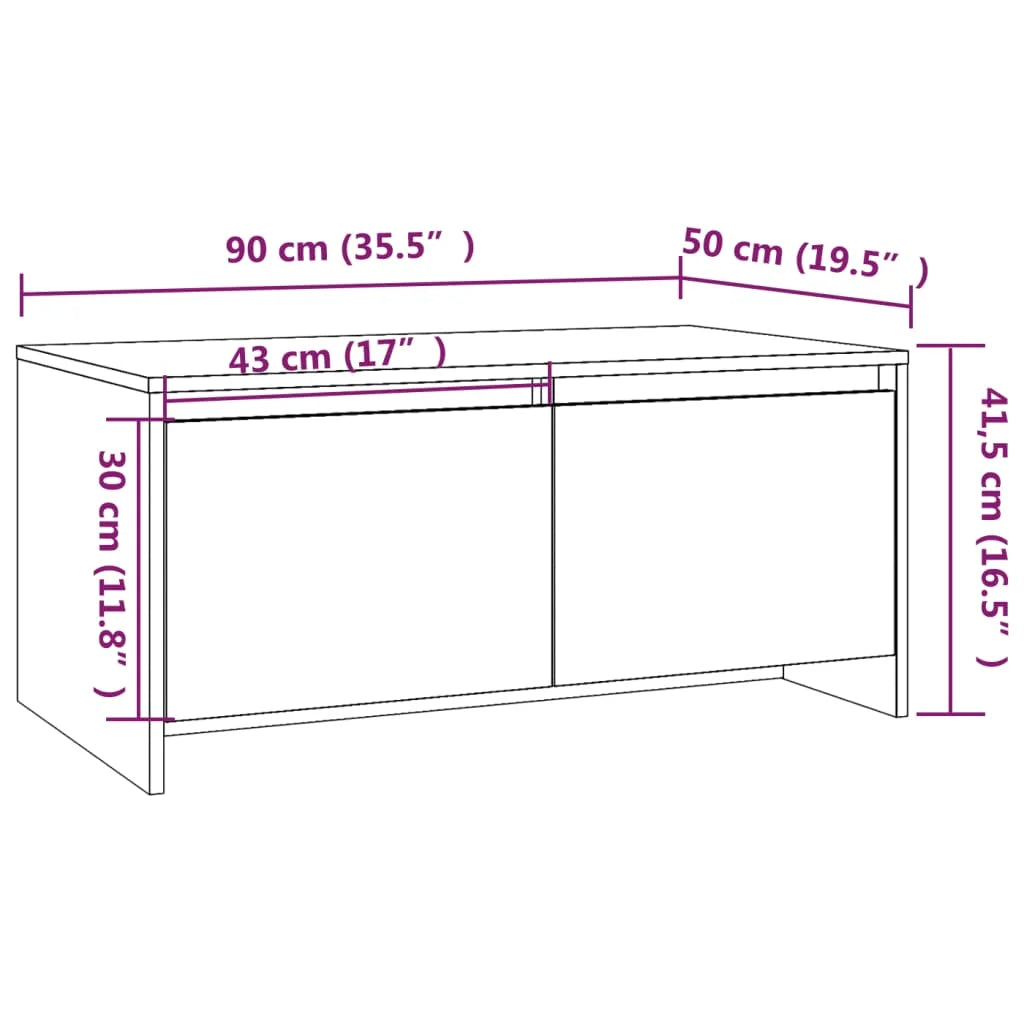 Tavolino da Salotto Rovere Marrone 90x50x41,5 cm