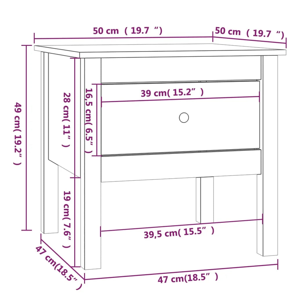 Tavolino Marrone Ambrato 50x50x49 cm Legno Massello di Pino