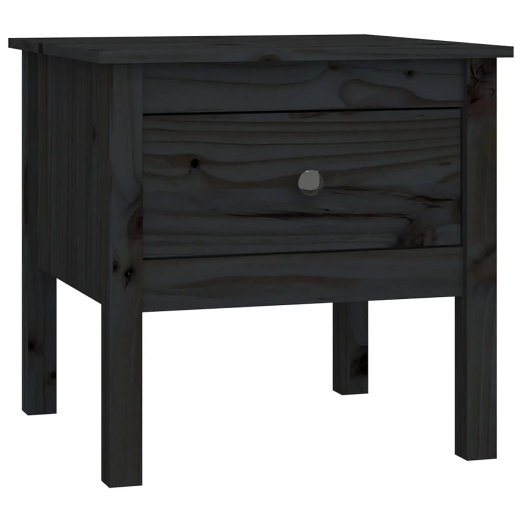 Tavolino Nero 50x50x49 cm Legno Massello di Pino - Tavolini