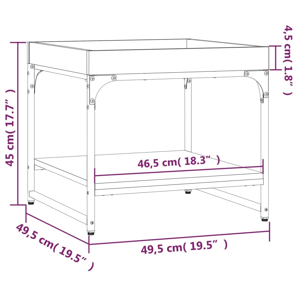 Tavolino Salotto Rovere Marrone 49,5x49,5x45 Legno